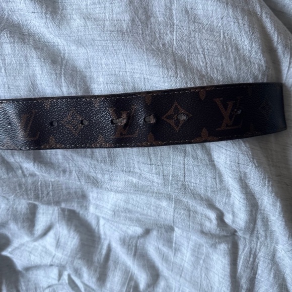 Louis Vuitton Black and Brown Monogram Belt with Gold Buckle - Picture 5 of 5